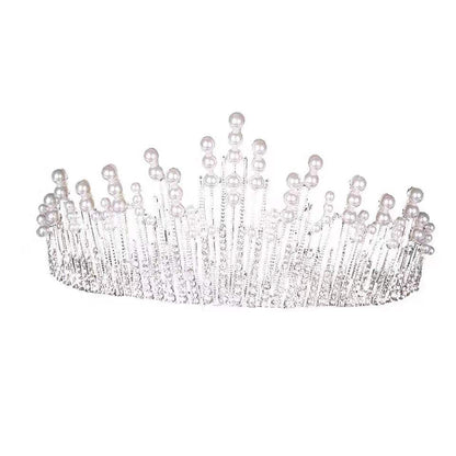 Bridal Crown Headpiece Wedding Dress Hair Accessories Pearl Crown Accessories Princess Headband Jewelry Wedding Essentials Crystal