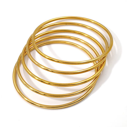 Cross-Border Round Simple Bracelet Titanium Steel Non-Fading Jewelry Light Luxury High-End Coil Bracelet Stainless Steel Jewelry