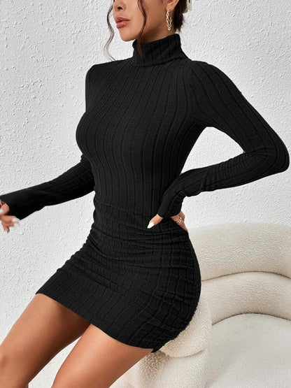 Ab480 Quality Model 2024 Spring Style Elegant Women's Polyester Long-Sleeve Round-Neck Bodycon Dress Wholesale from Manufacturer