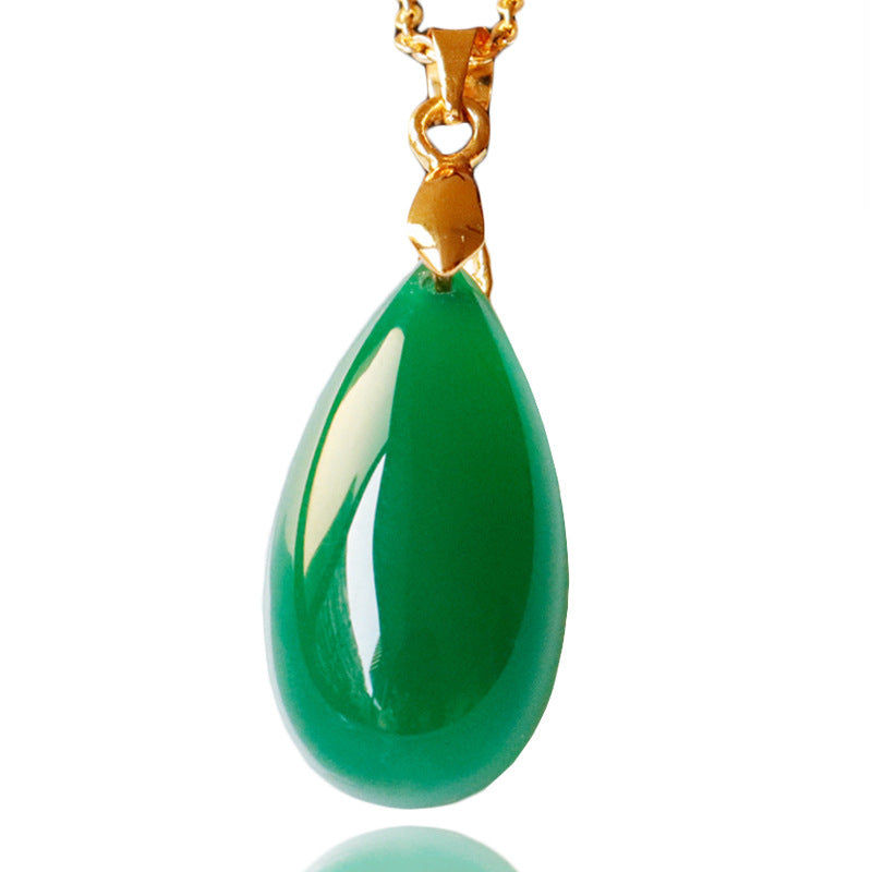 Jadeite Green Chalcedony Pendant Agate Water Drop Necklace Jade Jewelry Factory Wholesale Dropshipping S2053030