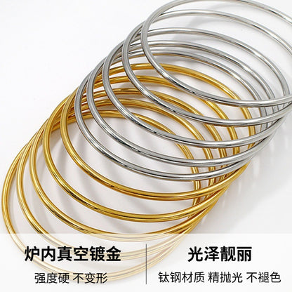 Cross-Border Round Simple Bracelet Titanium Steel Non-Fading Jewelry Light Luxury High-End Coil Bracelet Stainless Steel Jewelry