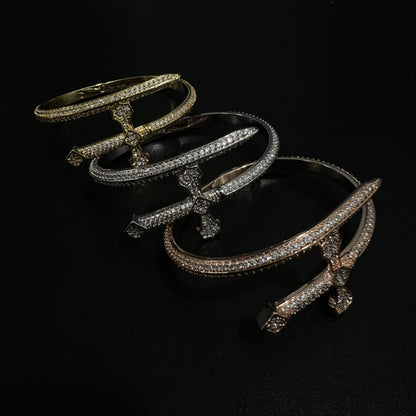Hip-hop ancient cute European and American new sword of justice bracelet copper inlaid zircon full diamond trend Joker jewelry wholesale