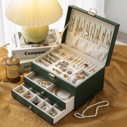 Jewelry Box Earrings Earrings Necklace Ring High-grade Exquisite Large Capacity Gold Jewelry Hand Jewelry Storage Box