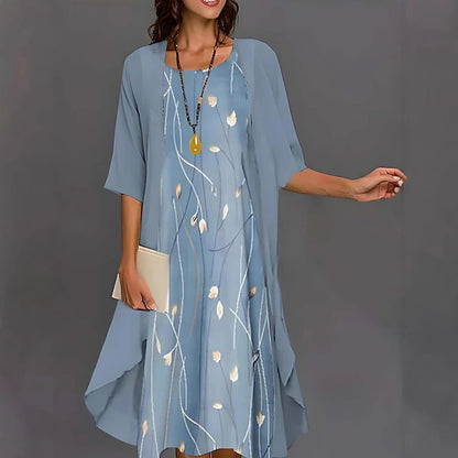 2023 European and American Hot Selling Independent Site Amazon Wish Spring & Fall Fashionable and Elegant Chiffon Dress Two-Piece Set