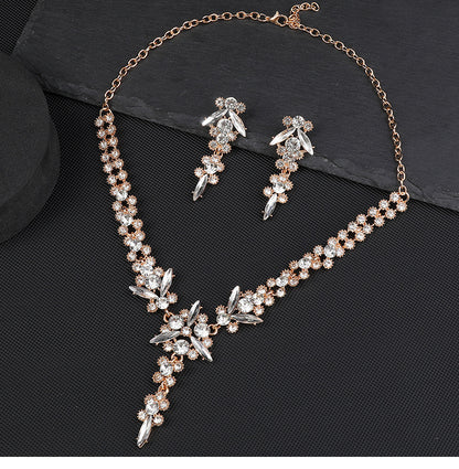 Europe and the United States Hot Jewelry Cross-border Supply Bridal Necklace suit Fashion High-end Crystal Wedding Dress Banquet Dress Jewelry