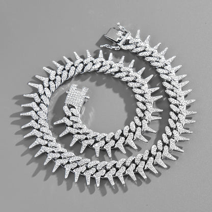 Popular Jewelry Rock Sugar Chain Children's European and American New Zircon Cuban Chain Hip Hop Jewelry Internet Celebrity Same Style Clothing Accessories
