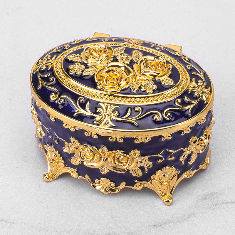 Cross-border E-commerce European-style Retro Metal Jewelry Box Exquisite Enamel Color Necklace Jewelry Storage Box Princess Jewelry Box