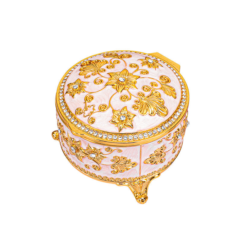 European Style Retro Light Luxury Princess Jewelry Box Metal Jewelry Box Exquisite Enamel Color Necklace Jewelry High-end Storage Box