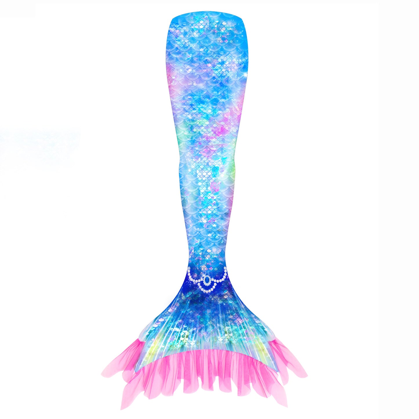Girls' Mermaid Swimsuit Three-Piece Set Mermaid Tail Cross-Border Popular Bikini Swimsuit Beach Swimwear Shiny