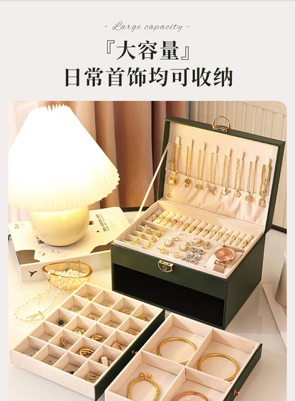 High-end jewelry storage box necklace earrings earrings earrings bracelet ring exquisite jewelry gold jewelry large capacity