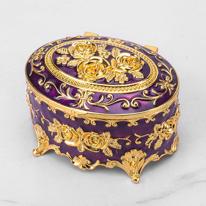 European Style Retro Light Luxury Princess Jewelry Box Metal Jewelry Box Exquisite Enamel Color Necklace Jewelry High-end Storage Box