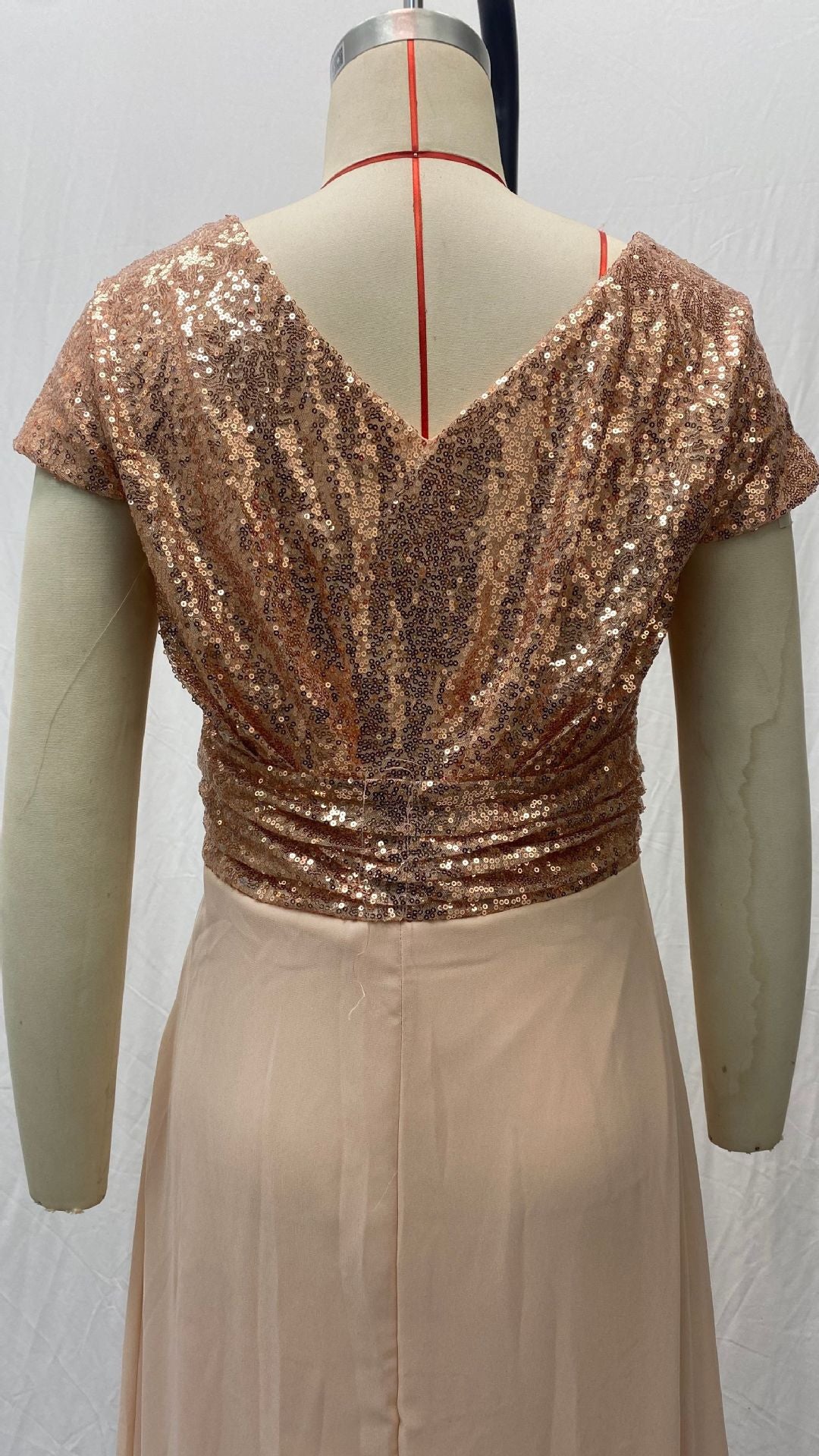 2025 Cross-Border New Spring and Summer European and American Clothing Sleeveless Dress V Neck Sequined Elegant Chiffon Splicing Evening Dress