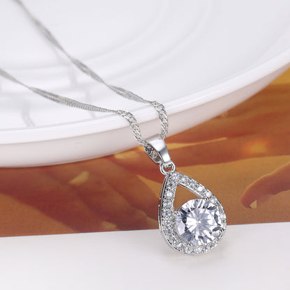Cross-border ins trendy line jewelry suit angel tears water drop necklace earrings literary female zircon jewelry suit
