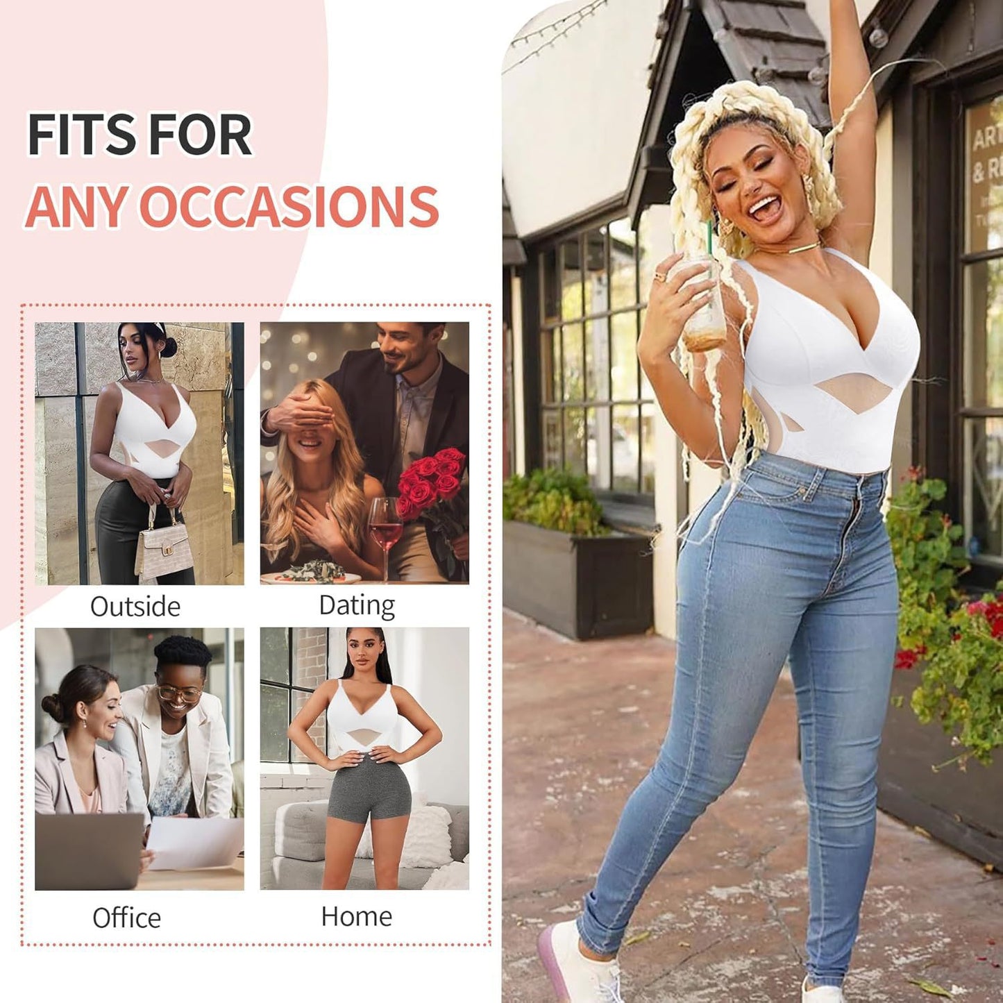 Hot Selling Body Shaping One-Body Shaping One-Body Shaping Sling V-Neck Cup Mesh Waist Plastic Breathable Sports Body Shaping One-Body Shaping One-Body Shaping