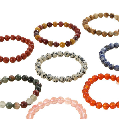 European and American Cross-Border Hot-Selling Popular Jewelry 8mm Natural Stone Bracelet Amethyst Tiger Eye Stone Agate Bracelet Jewelry