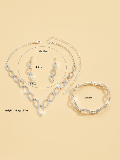 Amazon Cross-Border Jewelry Wedding Photography Women's Necklace Accessories Silver Earrings Necklace Bridal Jewelry Set