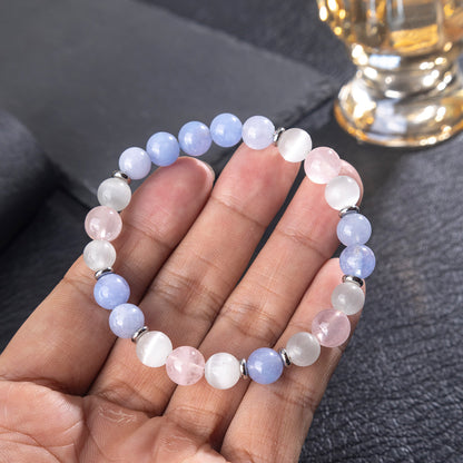 Zhuhang Jewelry Cross-Border New Product Natural Crystal Bracelet Rose Quartz Cat's Eye Women's Bracelet High-End Jewelry Wholesale
