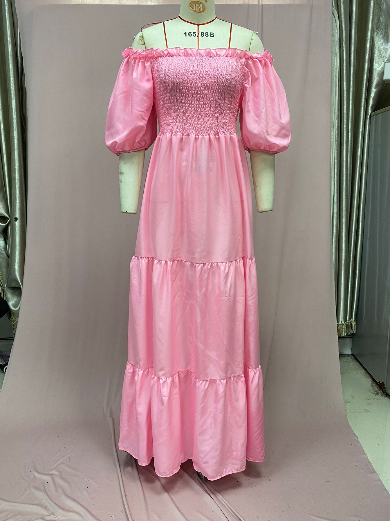 2025 Cross-Border New Spring and Summer European and American Clothing Dress One-Shoulder Floral Off-Shoulder Long Color Fairy Skirt
