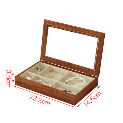 Solid Wood Flannel Jewelry Box Storage Box Ring Necklace Earrings Earrings Desktop Display Box Vintage