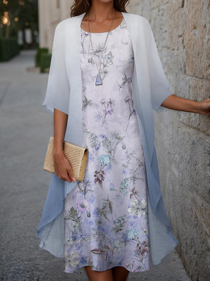 2023 European and American Hot Selling Independent Site Amazon Wish Spring & Fall Fashionable and Elegant Chiffon Dress Two-Piece Set