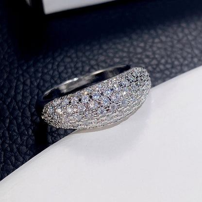 European and American Light Luxury Full Zirconia Ring for Women, High-End Dinner Hand Jewelry, Versatile, Exquisite and Fashionable Jewelry