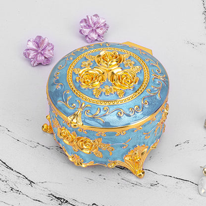 Cross-border E-commerce European-style Retro Metal Jewelry Box Exquisite Enamel Color Necklace Jewelry Storage Box Princess Jewelry Box