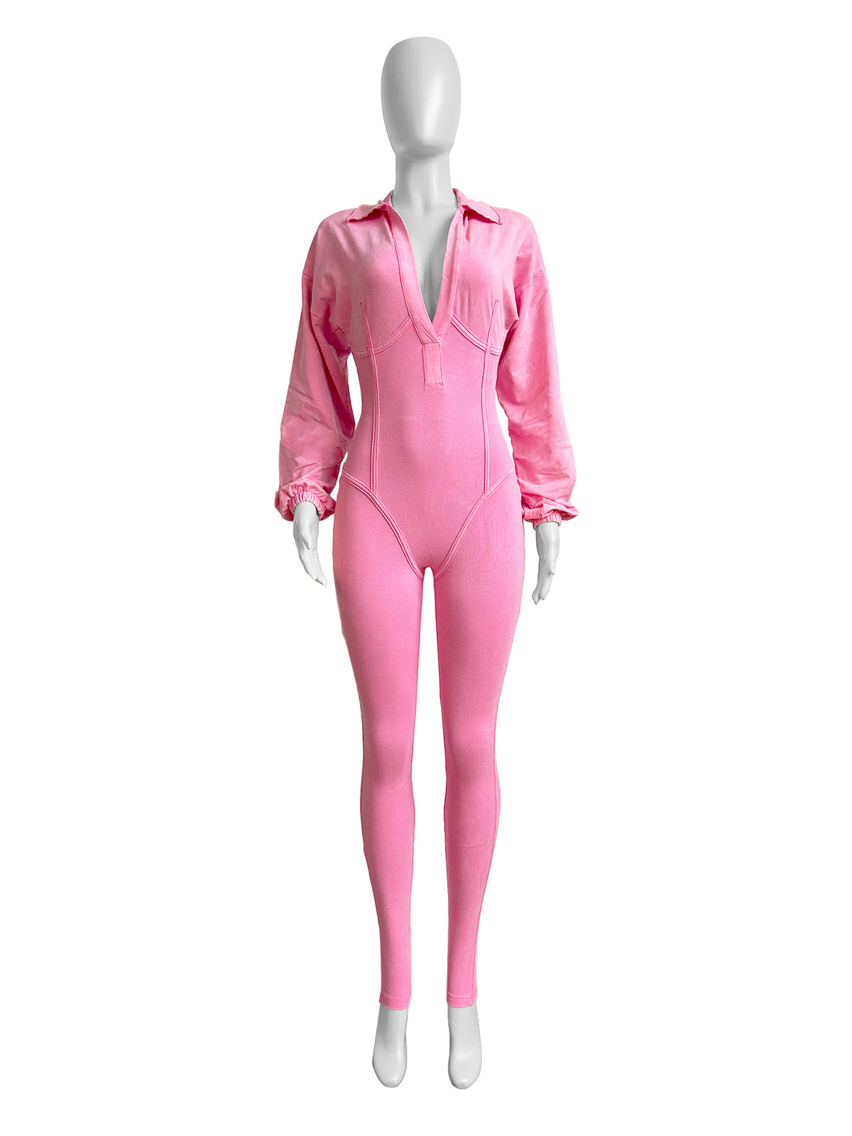 CM.YAYA Fashion Women Knit Ribbed Long Sleeve Moto Biker Jumpsuits 2024 Autumn Washed Street Playsuit One Piece Suit Romper