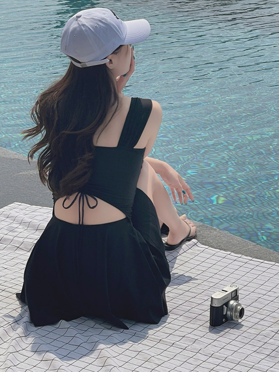 2025 New Swimsuit for Women, Conservative Belly-Covering, Slimming Look and Gathering Girl's High-End Hot Spring Anti-Exposure Swimsuit