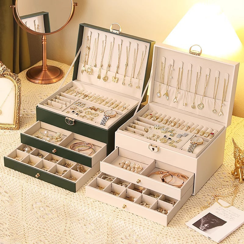 Jewelry Box Earrings Earrings Necklace Ring High-grade Exquisite Large Capacity Gold Jewelry Hand Jewelry Storage Box