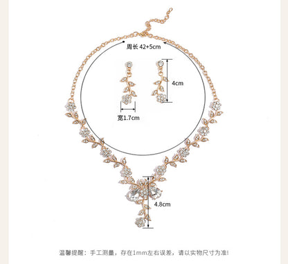 European and American Jewelry Necklaces and Earrings Set High-End Three-Piece Set Bridal Wedding Accessories New Foreign Trade Cross-Border Supply