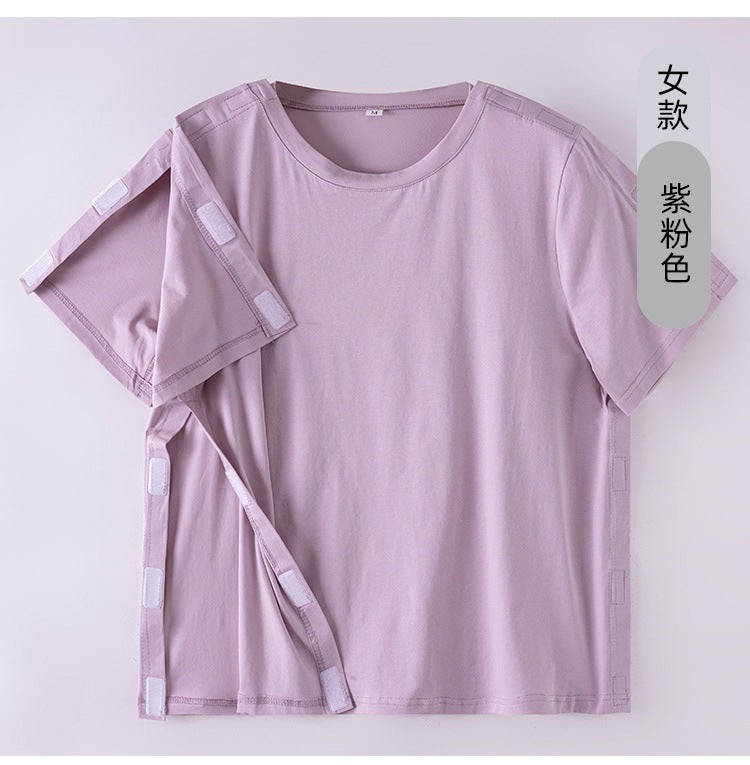 Summer patient care clothing easy to put on and take off hospital gown short sleeve cotton middle-aged and elderly medical clothing fracture clothing wholesale