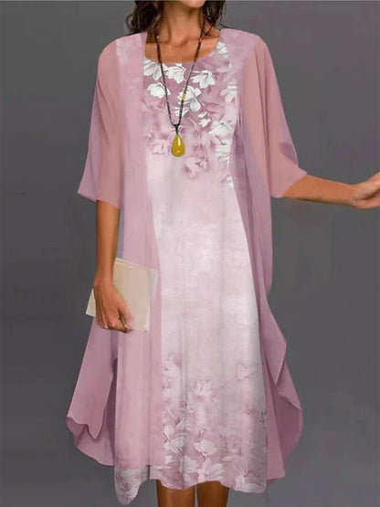 2023 European and American Hot Selling Independent Site Amazon Wish Spring & Fall Fashionable and Elegant Chiffon Dress Two-Piece Set