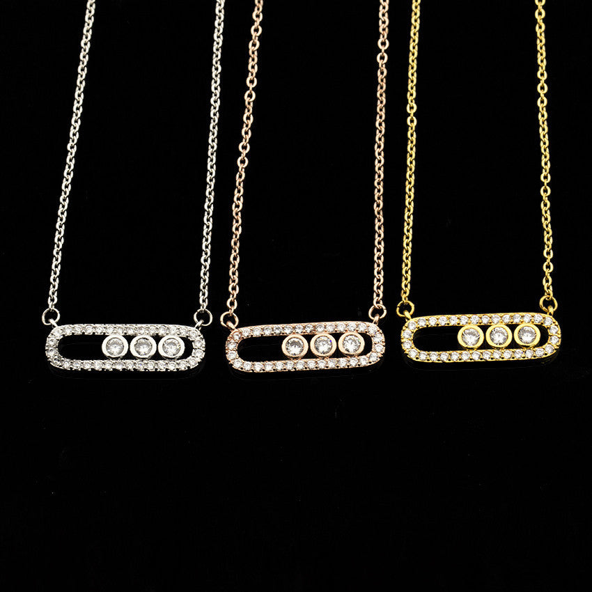 Factory direct Korean creative simple charming zircon two-color necklace jewelry Joker three-color optional