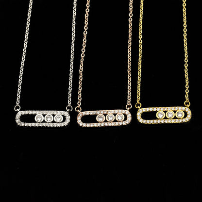 Factory direct Korean creative simple charming zircon two-color necklace jewelry Joker three-color optional