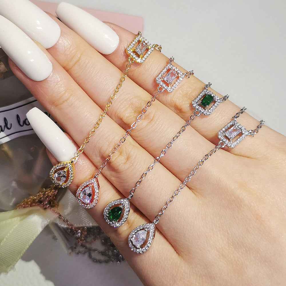 Cross Border jewelry Set Long Zircon Earrings Ring Necklace Jewelry Four Piece Set Hot Sale J6177