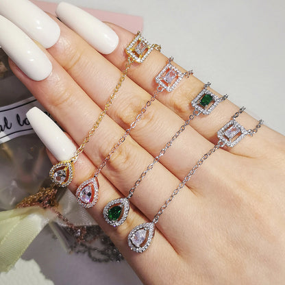 Cross Border jewelry Set Long Zircon Earrings Ring Necklace Jewelry Four Piece Set Hot Sale J6177
