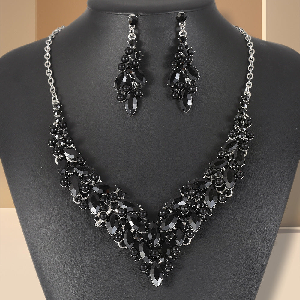 European and American Cross-Border Necklace, Earrings, Jewelry Set, Bridal Banquet Dress Accessories, Fashionable Women's Jewelry, Light Luxury Style