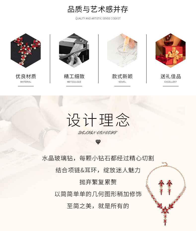 Europe and the United States Hot Jewelry Cross-border Supply Bridal Necklace suit Fashion High-end Crystal Wedding Dress Banquet Dress Jewelry
