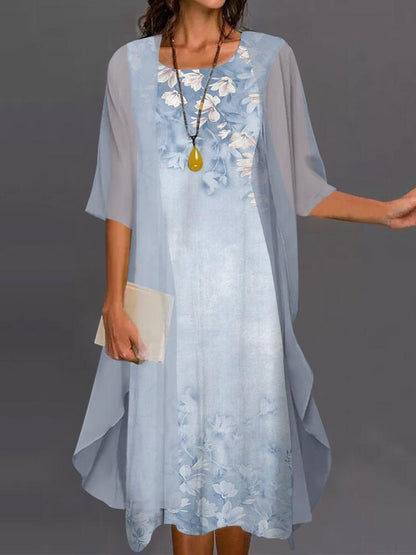 2023 European and American Hot Selling Independent Site Amazon Wish Spring & Fall Fashionable and Elegant Chiffon Dress Two-Piece Set