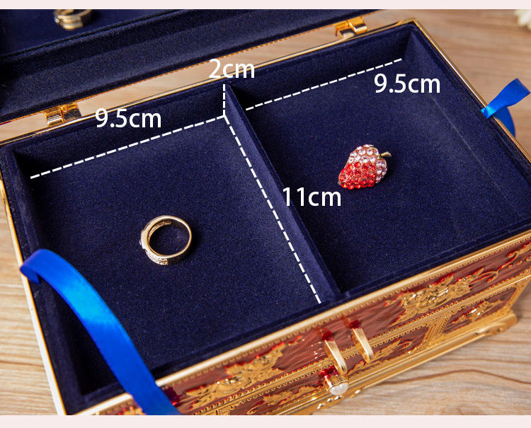 Metal Creative Wedding Engagement Jewelry Box Multi-Layer Large-Capacity Jewelry Storage Box Handle with Mirror Feel