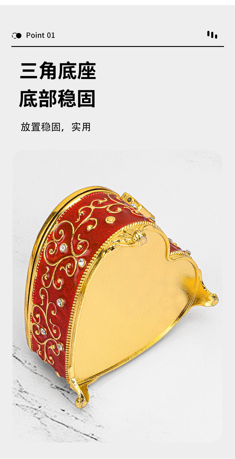 European Style Retro Light Luxury Princess Jewelry Box Metal Jewelry Box Exquisite Enamel Color Necklace Jewelry High-end Storage Box
