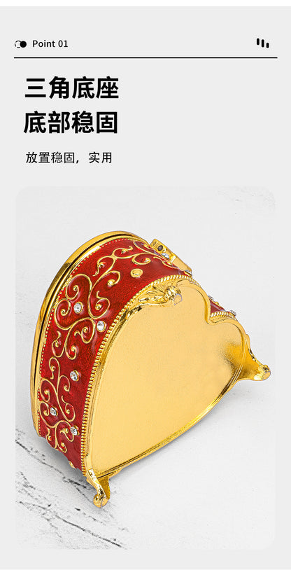 European Style Retro Light Luxury Princess Jewelry Box Metal Jewelry Box Exquisite Enamel Color Necklace Jewelry High-end Storage Box