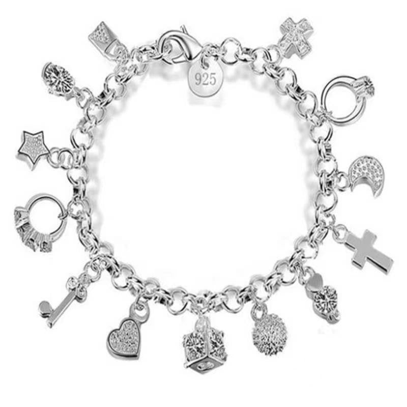 Foreign trade jewelry silver-plated 13 hanging bracelet trembles small red book net red with in stock wholesale bracelet