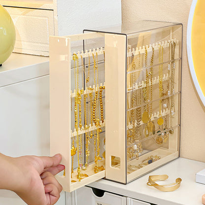 Gold Jewelry Storage Box Dust-proof Pull-out Anti-oxidation Earrings Necklace Ring Display Stand Desktop High-end Light Luxury