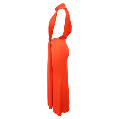 CM.YAYA Women O-neck High Split Ruched Stacked Bodycon Midi Maxi Dress 2024 Evening Party Club Vestidos Sexy Chic Long Dresses