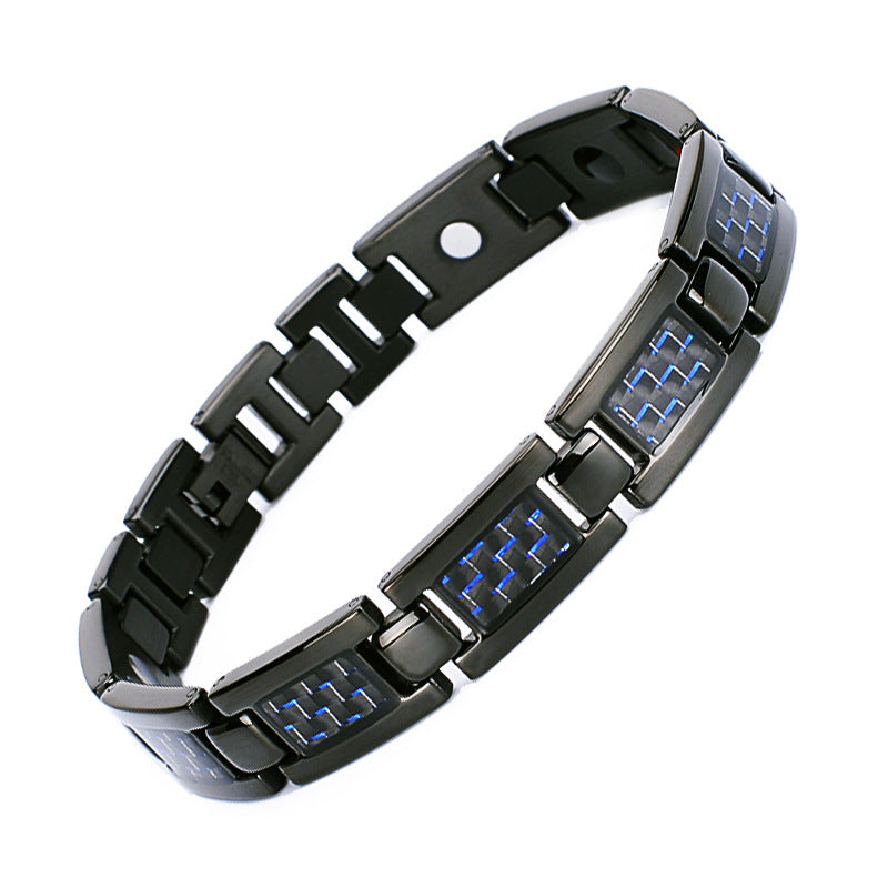 Carefully Selected Titanium Steel Jewelry, Stainless Steel Bracelet, Men's Pure Titanium Bracelet, Gift, Magnetic Jewelry, Cool Black Carbon Fiber Business