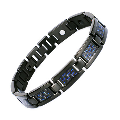Carefully Selected Titanium Steel Jewelry, Stainless Steel Bracelet, Men's Pure Titanium Bracelet, Gift, Magnetic Jewelry, Cool Black Carbon Fiber Business