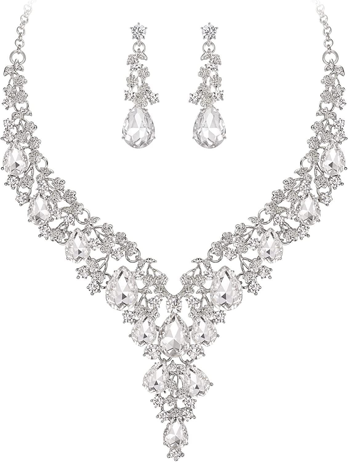 Factory Direct Sales of Cross-Border Popular Water Drop Necklace and Earrings Jewelry Sets, Wedding Dresses, Evening Wear, New Jewelry Accessories