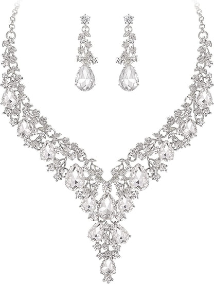 Factory Direct Sales of Cross-Border Popular Water Drop Necklace and Earrings Jewelry Sets, Wedding Dresses, Evening Wear, New Jewelry Accessories