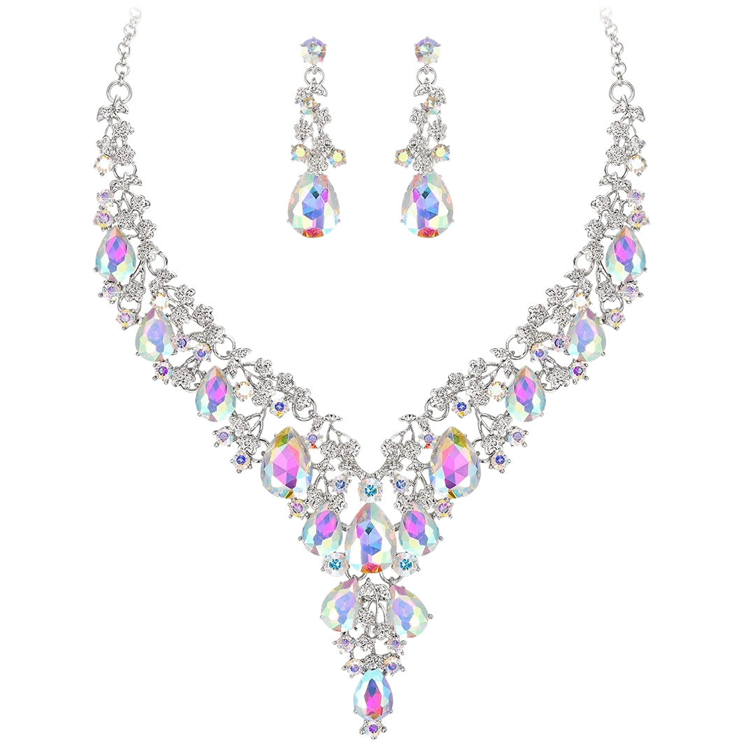 Factory Direct Sales of Cross-Border Popular Water Drop Necklace and Earrings Jewelry Sets, Wedding Dresses, Evening Wear, New Jewelry Accessories